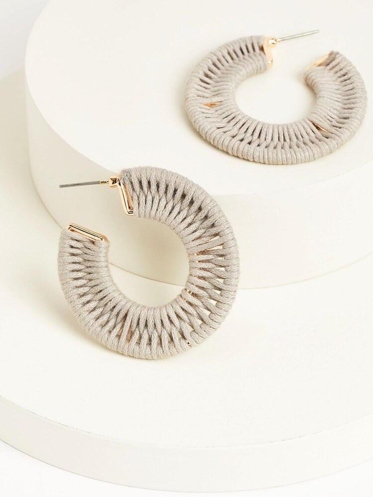 Grey Wrap Hoop Earrings - Image 3 of 3 Grey Wrap Hoop Earrings - Image 3 of 3
