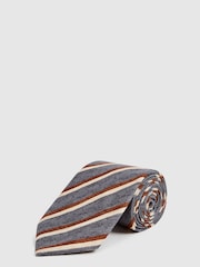 Reiss Airforce Blue Earth Silk Striped Tie - Image 1 of 5