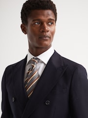 Reiss Airforce Blue Earth Silk Striped Tie - Image 2 of 5