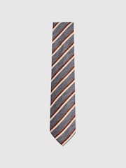 Reiss Airforce Blue Earth Silk Striped Tie - Image 4 of 5