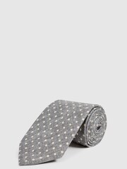 Reiss Grey Mars Silk Polka Dot Tie - Image 1 of 5