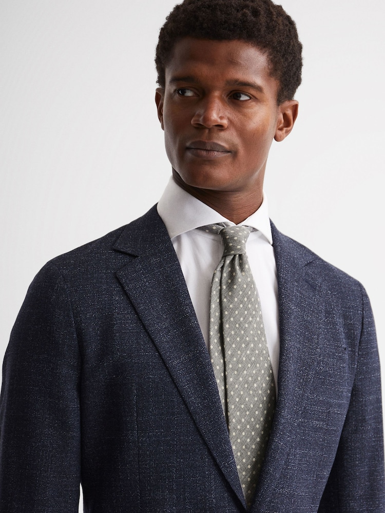 Reiss Grey Mars Silk Polka Dot Tie - Image 2 of 5