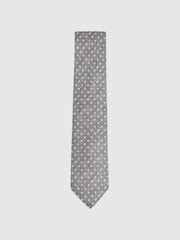 Reiss Grey Mars Silk Polka Dot Tie - Image 4 of 5