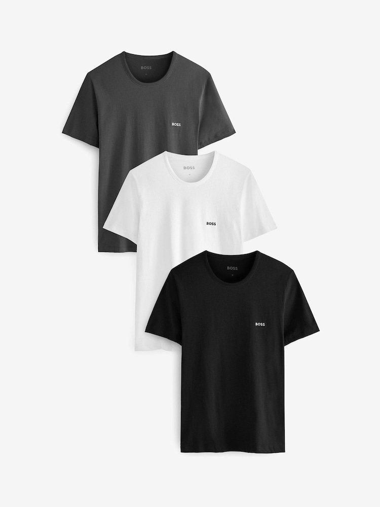 BOSS Black/Grey/White Classic 100% Cotton T-Shirts 3 Pack - Image 1 of 8