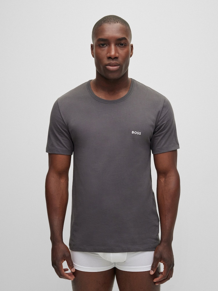 BOSS Black/Grey/White Classic 100% Cotton T-Shirts 3 Pack - Image 2 of 8