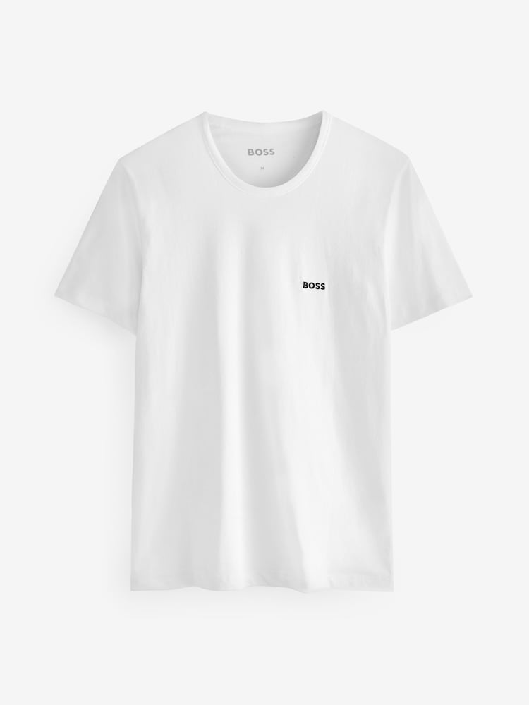 BOSS Black/Grey/White Classic 100% Cotton T-Shirts 3 Pack - Image 8 of 8
