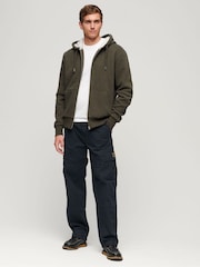 Superdry Green Essential Borg Lined Zip Hoodie - Image 2 of 9