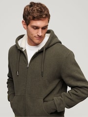 Superdry Green Essential Borg Lined Zip Hoodie - Image 3 of 9