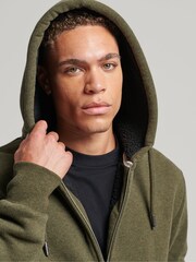 Superdry Green Essential Borg Lined Zip Hoodie - Image 6 of 9