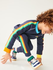 Little Bird by Jools Oliver Navy Rainbow Striped Joggers - Image 4 of 10