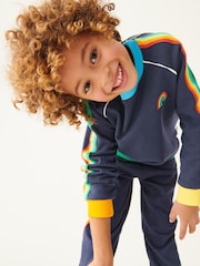 Little Bird by Jools Oliver Navy Rainbow Striped Joggers - Image 5 of 10
