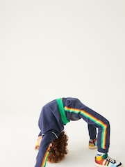 Little Bird by Jools Oliver Navy Rainbow Striped Joggers - Image 6 of 10