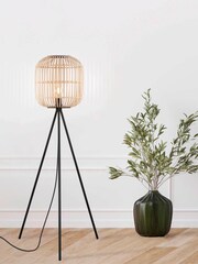 Eglo Black Rattan Bordesley Floor Lamp - Image 1 of 2