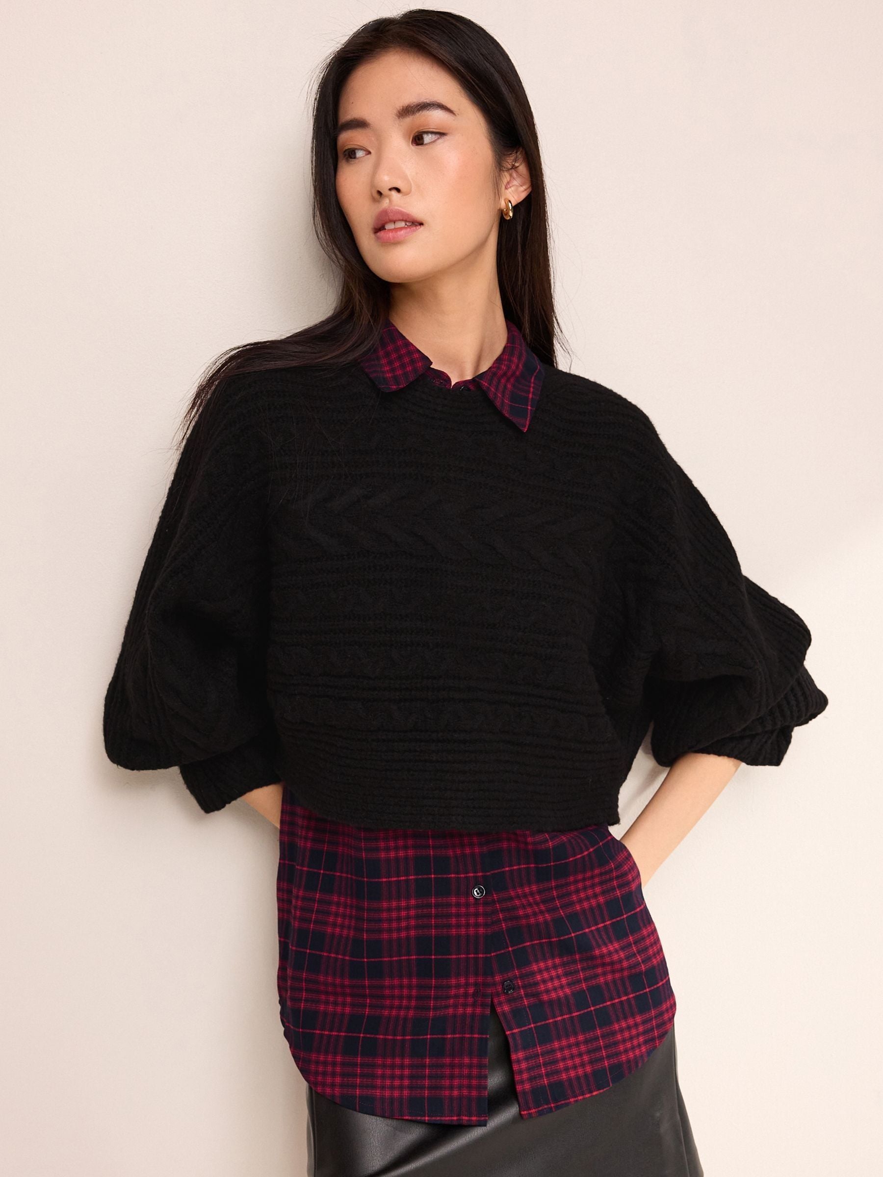 Buy Black Shirt Layer Jumper from Next Luxembourg