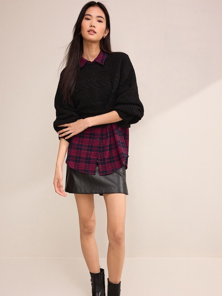 Black Shirt Layer Jumper - Image 2 of 7 Black Shirt Layer Jumper - Image 2 of 7