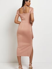 River Island Brown Square Neck Peplum Dress - Image 2 of 4