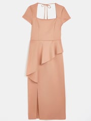 River Island Brown Square Neck Peplum Dress - Image 4 of 4