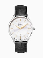 Accurist Classic Mens Black Leather Strap Analogue Watch - Image 1 of 6