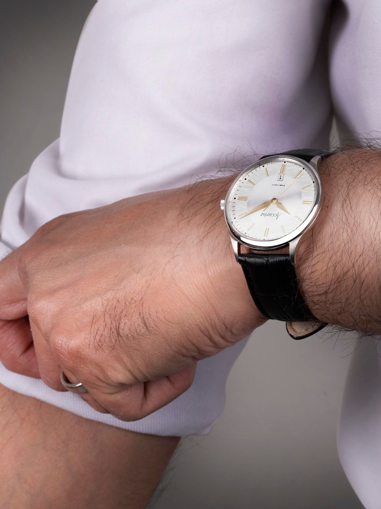 Accurist Classic Mens Black Leather Strap Analogue Watch - Image 6 of 6