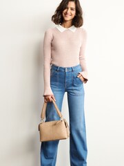 Mid Blue Utility Pocket Wide Leg Jeans - Image 2 of 5