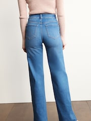 Mid Blue Utility Pocket Wide Leg Jeans - Image 4 of 5