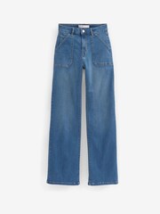 Mid Blue Utility Pocket Wide Leg Jeans - Image 5 of 5
