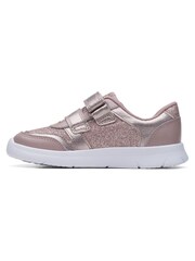 Clarks Pink Multi Fit Leather Kids Trainers - Image 2 of 7