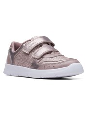 Clarks Pink Multi Fit Leather Kids Trainers - Image 3 of 7