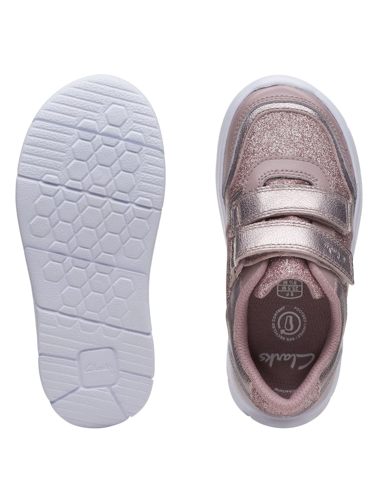 Clarks Pink Multi Fit Leather Kids Trainers - Image 7 of 7