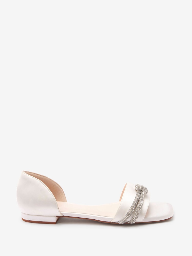 Ivory White Ivory White Forever Comfort Wedding Peep Toe Sparkle Knot Bridal Shoes - Image 2 of 5