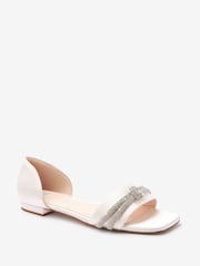 Ivory White Ivory White Forever Comfort Wedding Peep Toe Sparkle Knot Bridal Shoes - Image 3 of 5