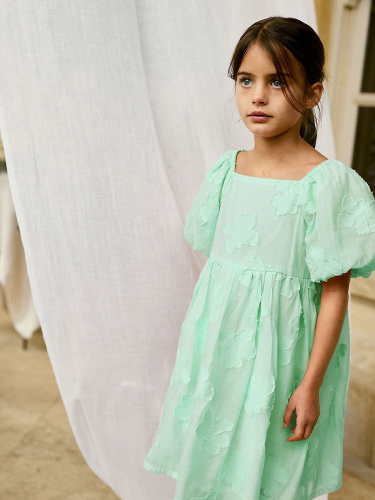 Mint Green Floral Texture Dress (3-16yrs) - Image 1 of 4