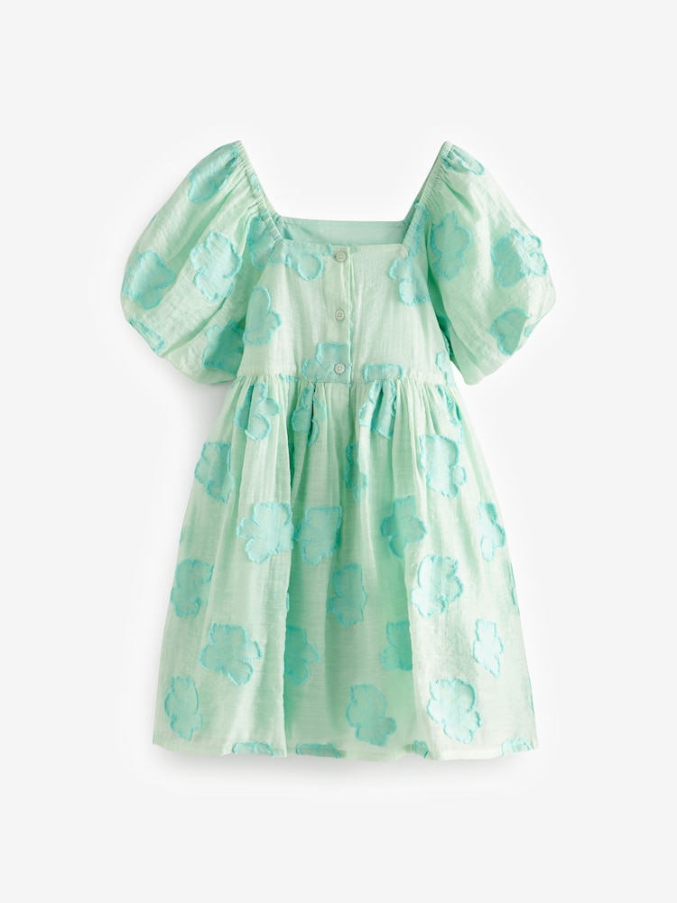 Mint Green Floral Texture Dress (3-16yrs) - Image 4 of 4