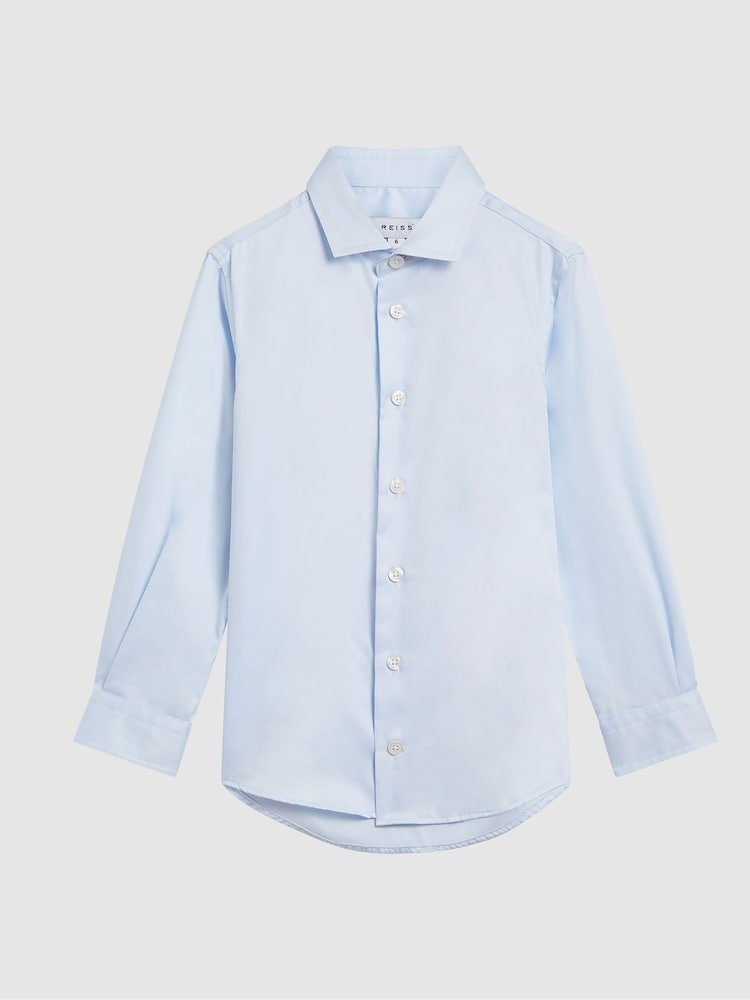 Reiss Soft Blue Remote Slim Fit Cotton Shirt - Image 2 of 5 Reiss Soft Blue Remote Slim Fit Cotton Shirt - Image 2 of 5