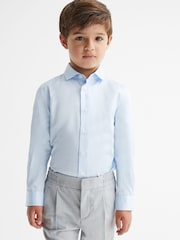 Reiss Soft Blue Remote Slim Fit Cotton Shirt - Image 3 of 5