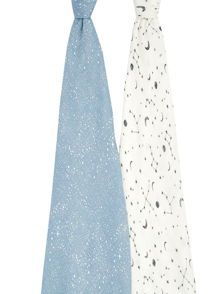 aden + anais Blue Essentials Silky Soft Muslin Cosmic Blankets 2 Pack - Image 2 of 4
