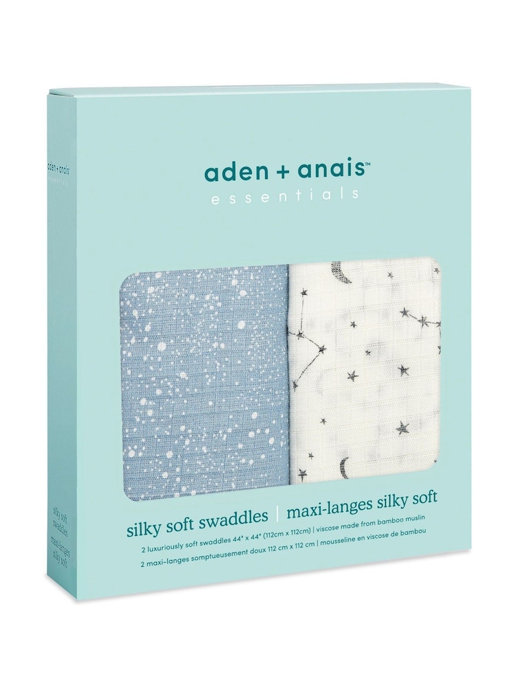 aden + anais Blue Essentials Silky Soft Muslin Cosmic Blankets 2 Pack - Image 4 of 4