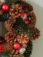 Bayswood Green Pine Cone Bauble Wreath 29cm - Image 4 of 4