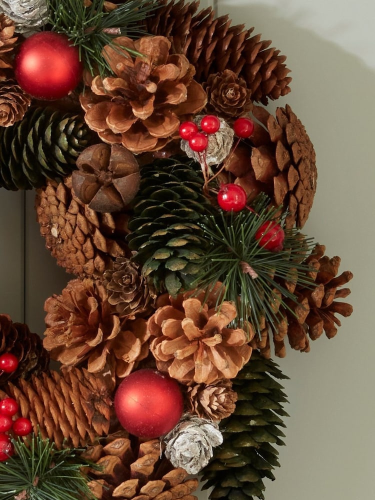 Bayswood Green Pine Cone Bauble Wreath 29cm - Image 4 of 4