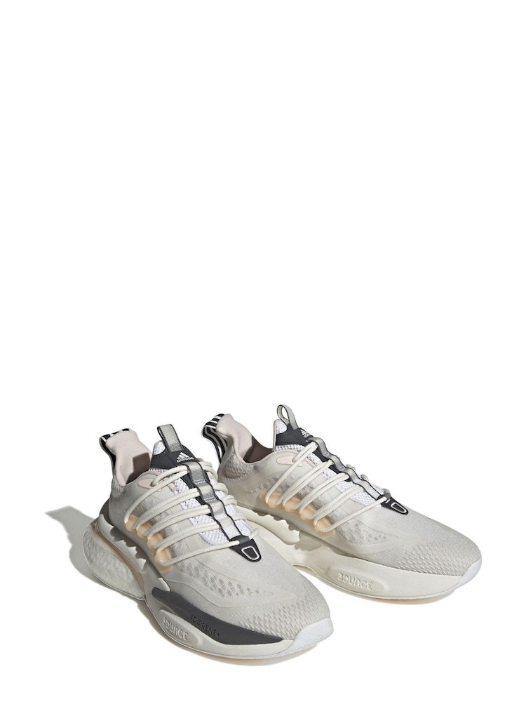 adidas White Alpha Boost Trainers - Image 3 of 12