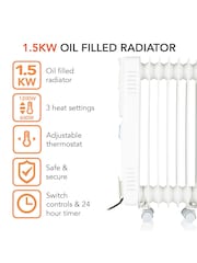 Warmlite White White 1500W Oil Filled Radiator - Image 6 of 7