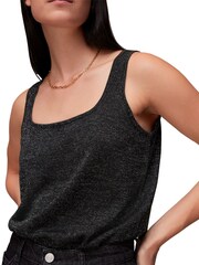 Whistles Sparkle Square Neck Black Knit Vest - Image 1 of 4