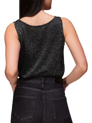 Whistles Sparkle Square Neck Black Knit Vest - Image 2 of 4
