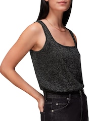 Whistles Sparkle Square Neck Black Knit Vest - Image 3 of 4