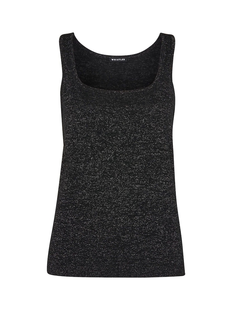 Whistles Sparkle Square Neck Black Knit Vest - Image 4 of 4 Whistles Sparkle Square Neck Black Knit Vest - Image 4 of 4