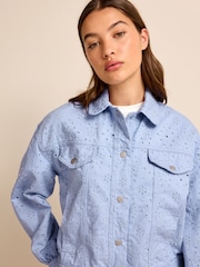 Blue Cotton Rich Broderie Jacket - Image 4 of 6
