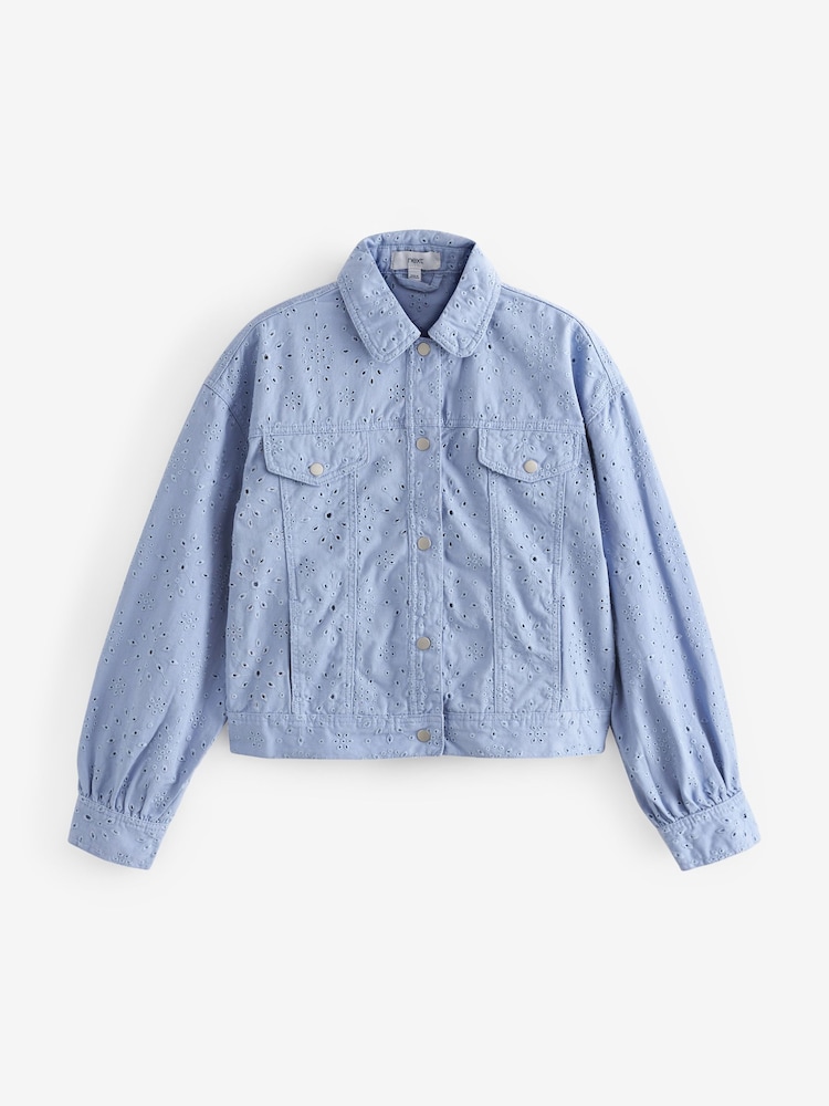Niebieski - Cotton Rich Broderie Jacket - Image 5 of 6