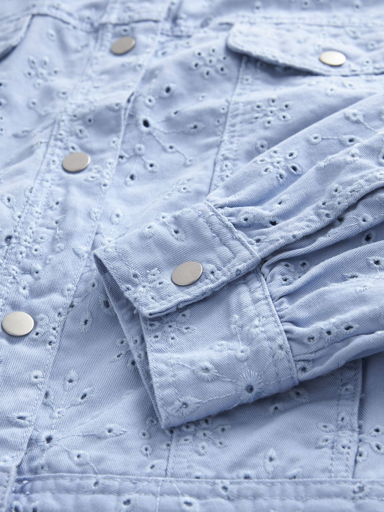 Blue Cotton Rich Broderie Jacket - Image 6 of 6