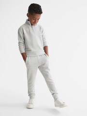 Reiss Grey Casen Senior Ribbed Half Zip Funnel Neck Jersey - Image 1 of 8