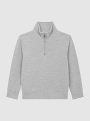 Reiss Grey Casen Senior Ribbed Half Zip Funnel Neck Jersey - Image 2 of 8